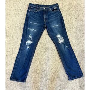 Levi's 541 Jeans 34x32 Athletic Fit Distressed Medium Wash Denim Blue